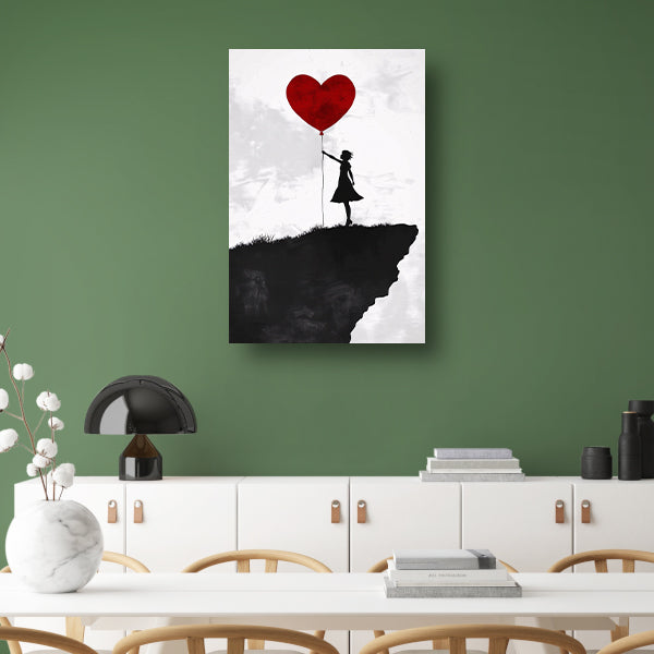 Meisje met Rode Ballon op Klif poster