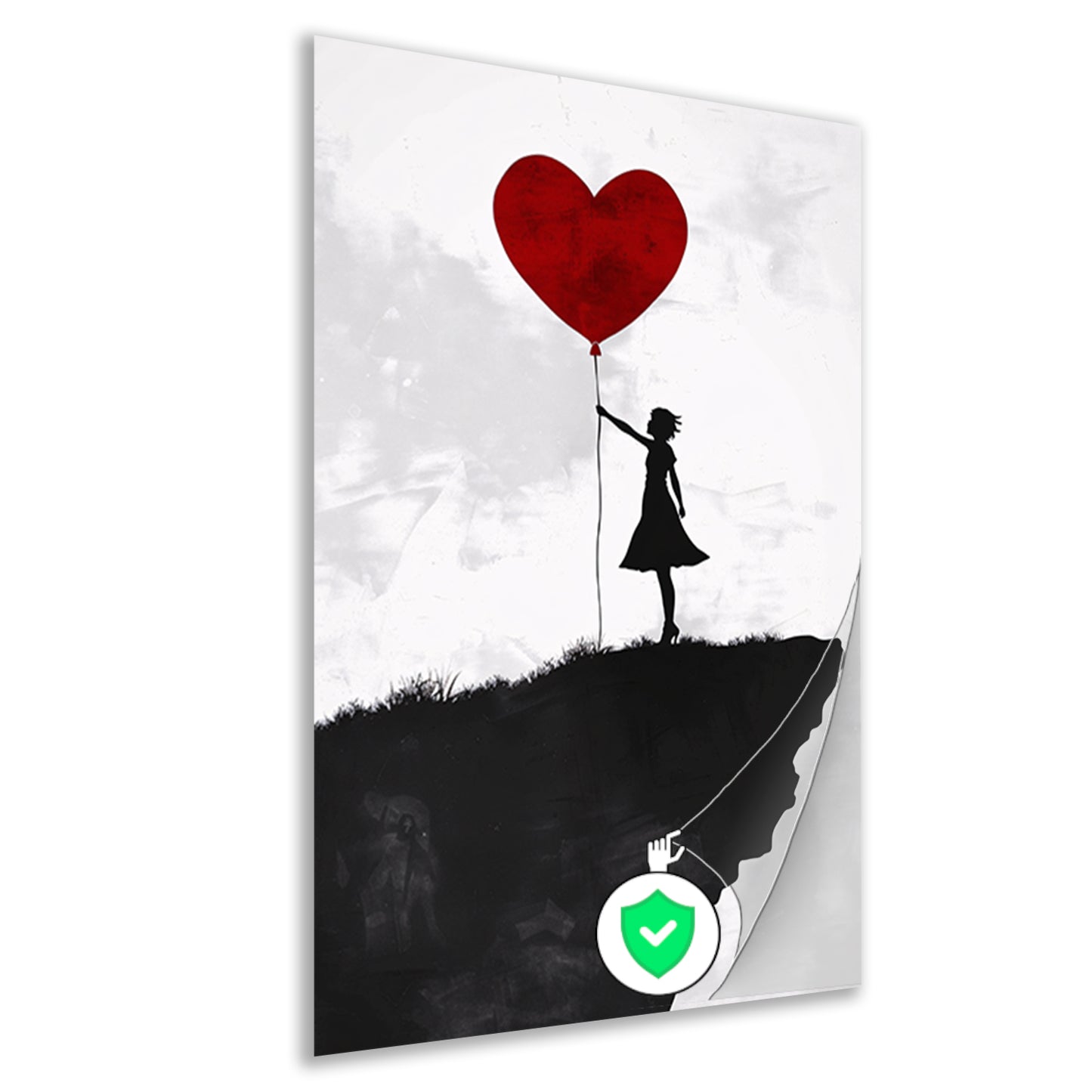 Meisje met Rode Ballon op Klif poster