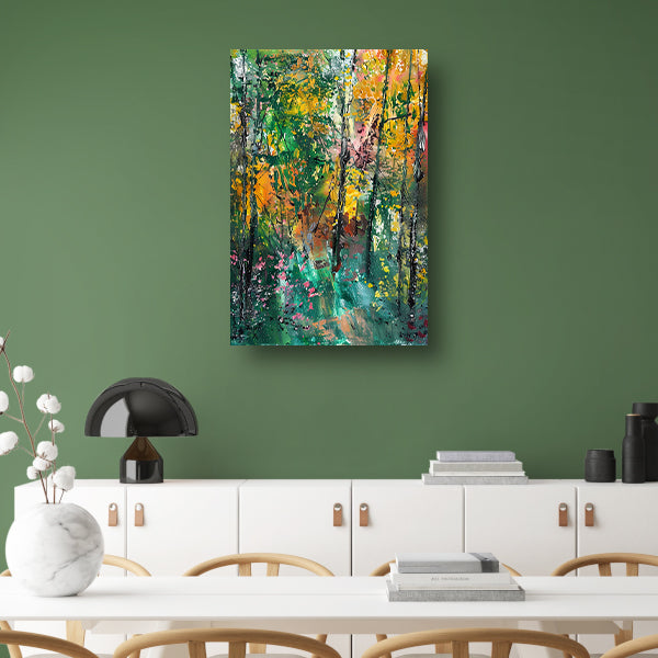 Abstracte Herfst in Kleurrijk Boslandschap canvas