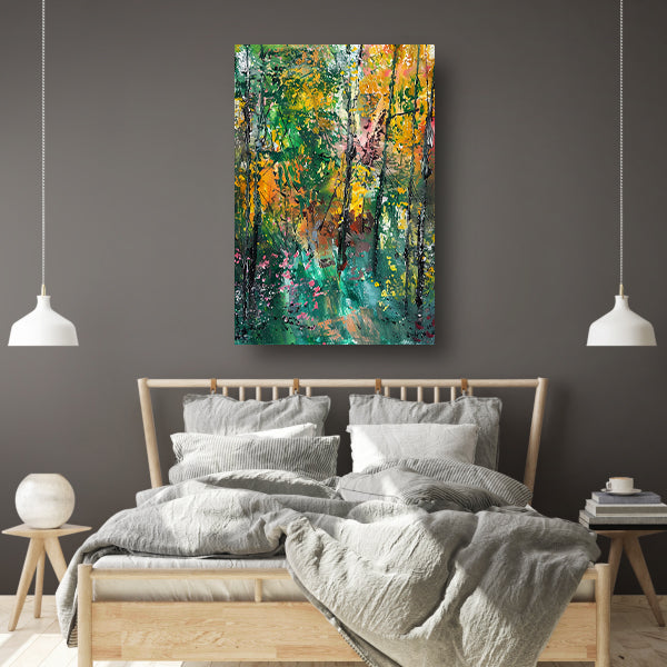 Abstracte Herfst in Kleurrijk Boslandschap canvas