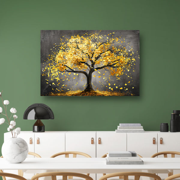 Gouden boom op donkere achtergrond acrylglas