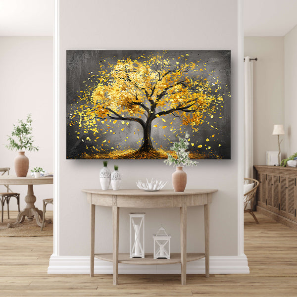 Gouden boom op donkere achtergrond acrylglas