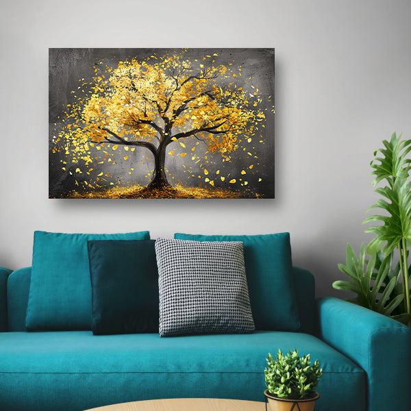 Gouden boom op donkere achtergrond acrylglas
