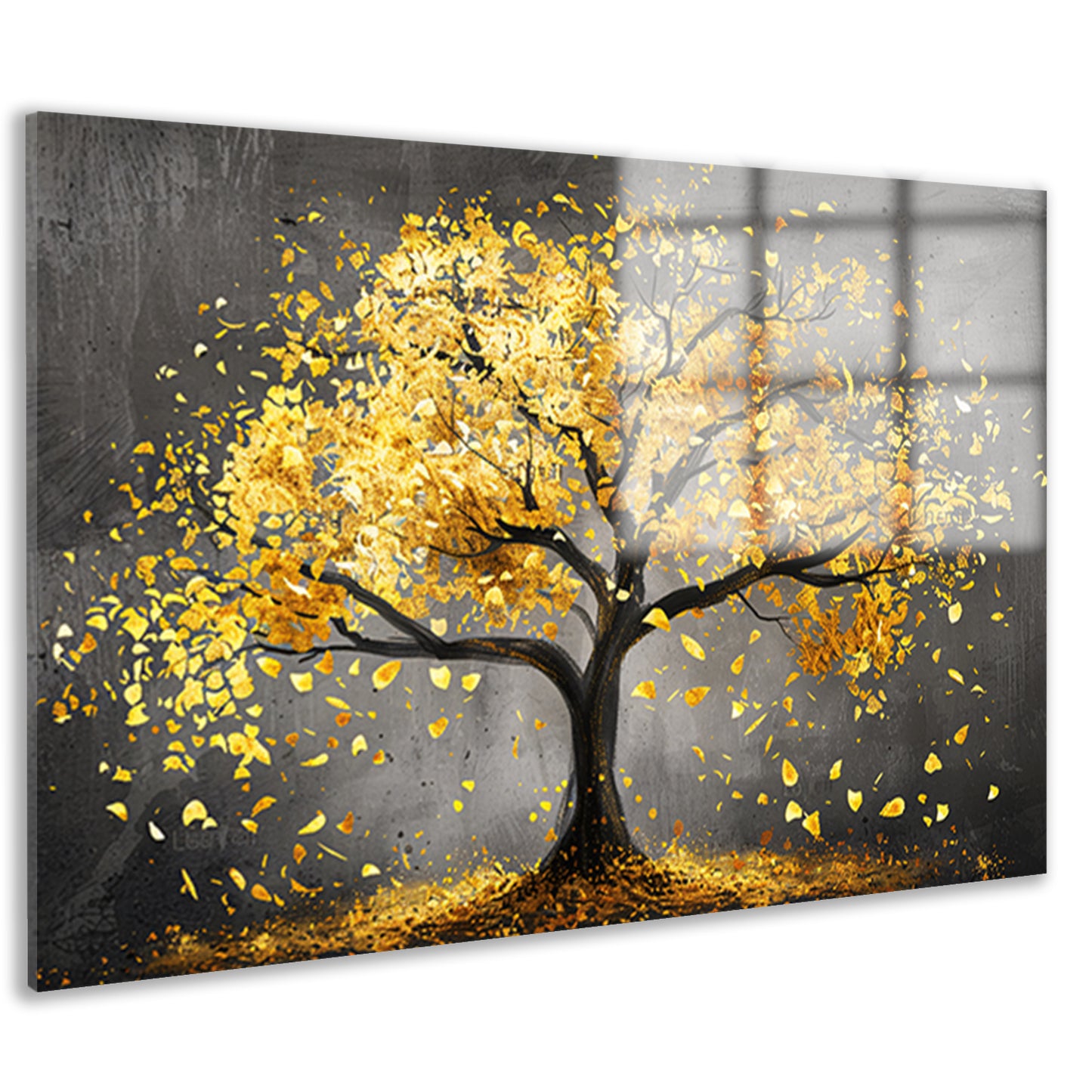 Gouden boom op donkere achtergrond acrylglas