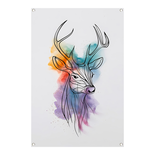 Abstract Hert in Kleurrijke Waterverfstijl tuinposter