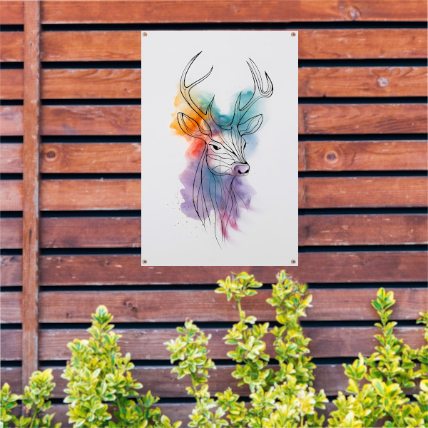 Abstract Hert in Kleurrijke Waterverfstijl tuinposter