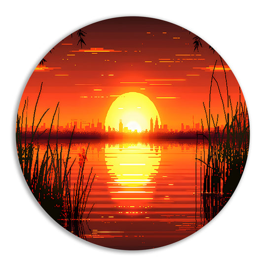 Minimalistisch lijnencompositie aluminium muurcirkel