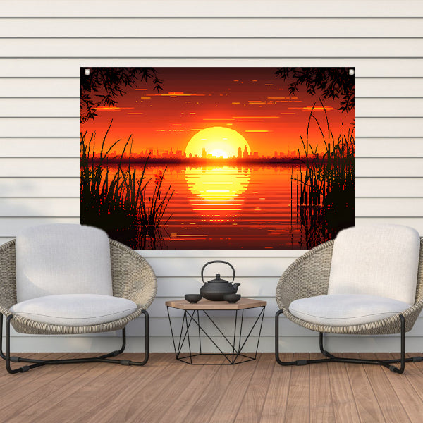 Minimalistisch lijnencompositie tuinposter