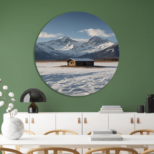 Solitaire Hut tegen Sneeuwbergen Panorama forex muurcirkel