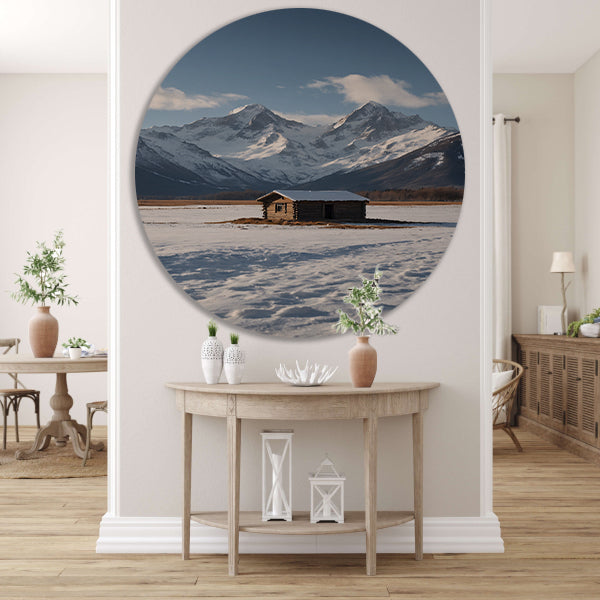 Solitaire Hut tegen Sneeuwbergen Panorama forex muurcirkel