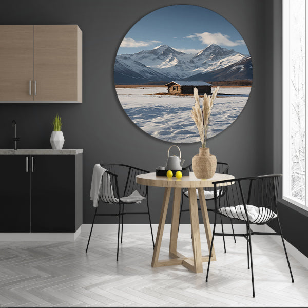 Solitaire Hut tegen Sneeuwbergen Panorama forex muurcirkel