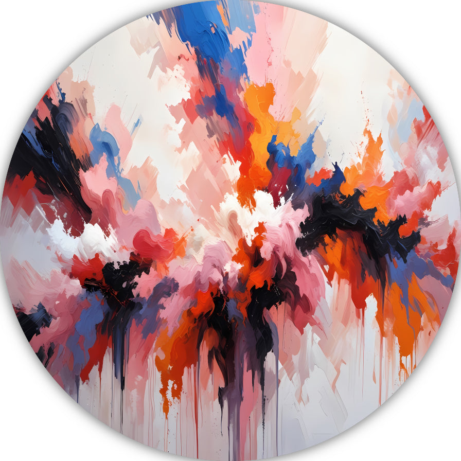 Explosie van Kleur in Moderne Abstractie aluminium muurcirkel