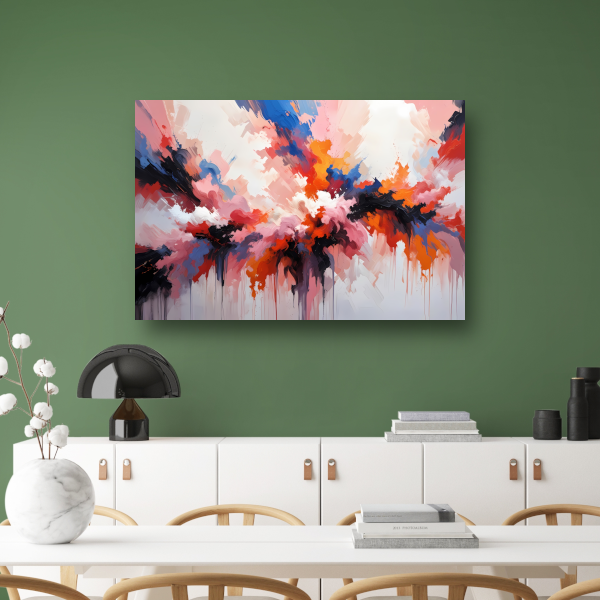 Explosie van Kleur in Moderne Abstractie canvas met baklijst