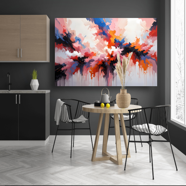 Explosie van Kleur in Moderne Abstractie canvas met baklijst