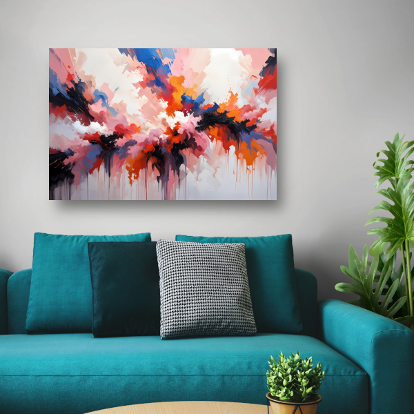 Explosie van Kleur in Moderne Abstractie canvas met baklijst