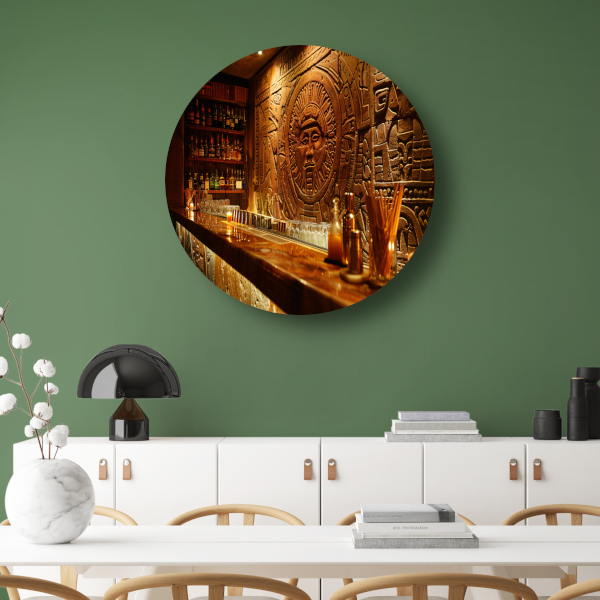 Muur met abstract epressionistisch schilderij aluminium muurcirkel