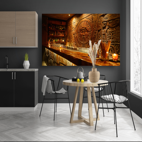 Muur met abstract epressionistisch schilderij canvas