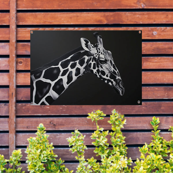 Monochrome Giraffe in Abstracte Patronen tuinposter