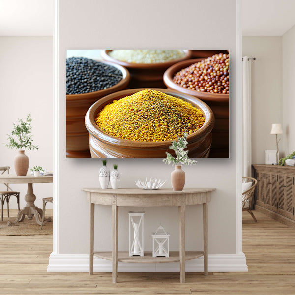 Minimalistisch graanschalen canvas met baklijst