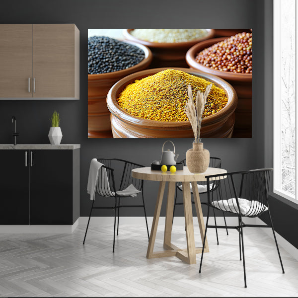 Minimalistisch graanschalen canvas met baklijst