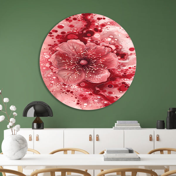 Dynamische abstracte bloem in rood en roze forex muurcirkel