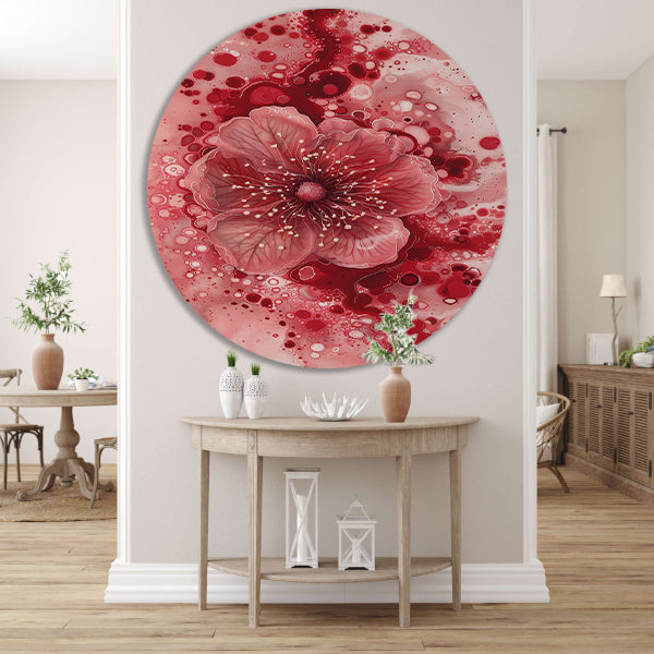 Dynamische abstracte bloem in rood en roze forex muurcirkel