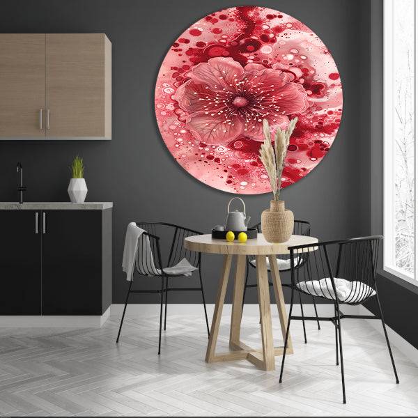 Dynamische abstracte bloem in rood en roze forex muurcirkel