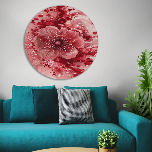 Dynamische abstracte bloem in rood en roze forex muurcirkel