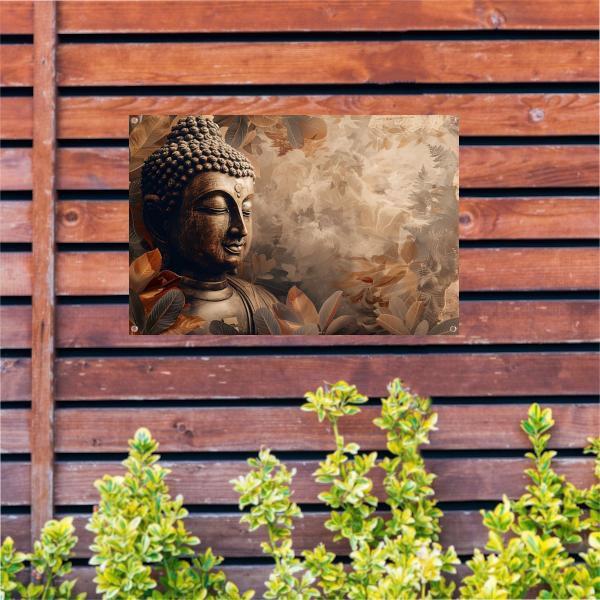Boeddha met Bladeren tuinposter
