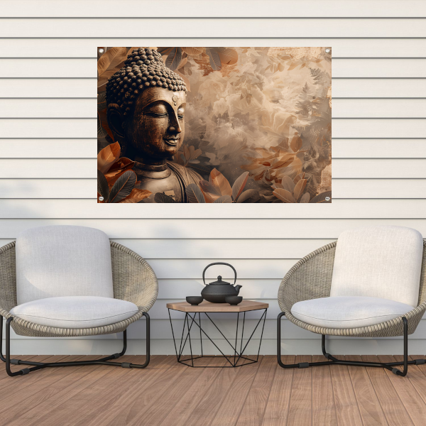 Boeddha met Bladeren tuinposter