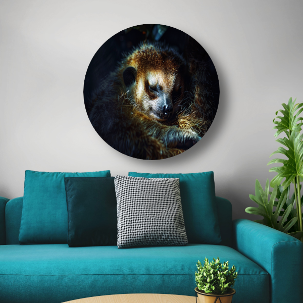 Meerkat rust zacht in het gouden licht aluminium muurcirkel