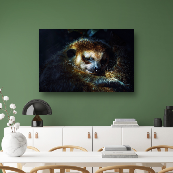 Meerkat rust zacht in het gouden licht canvas