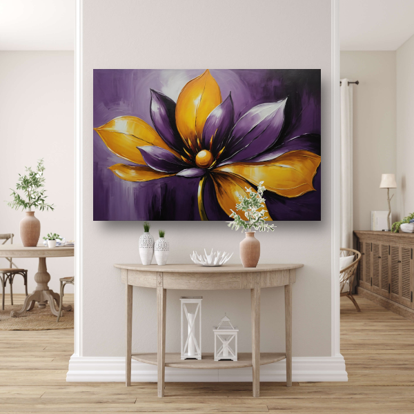 Elegant Purple and Yellow Flower in Bloom canvas