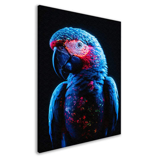 Futuristische Neon Papegaai met Licht Effecten canvas
