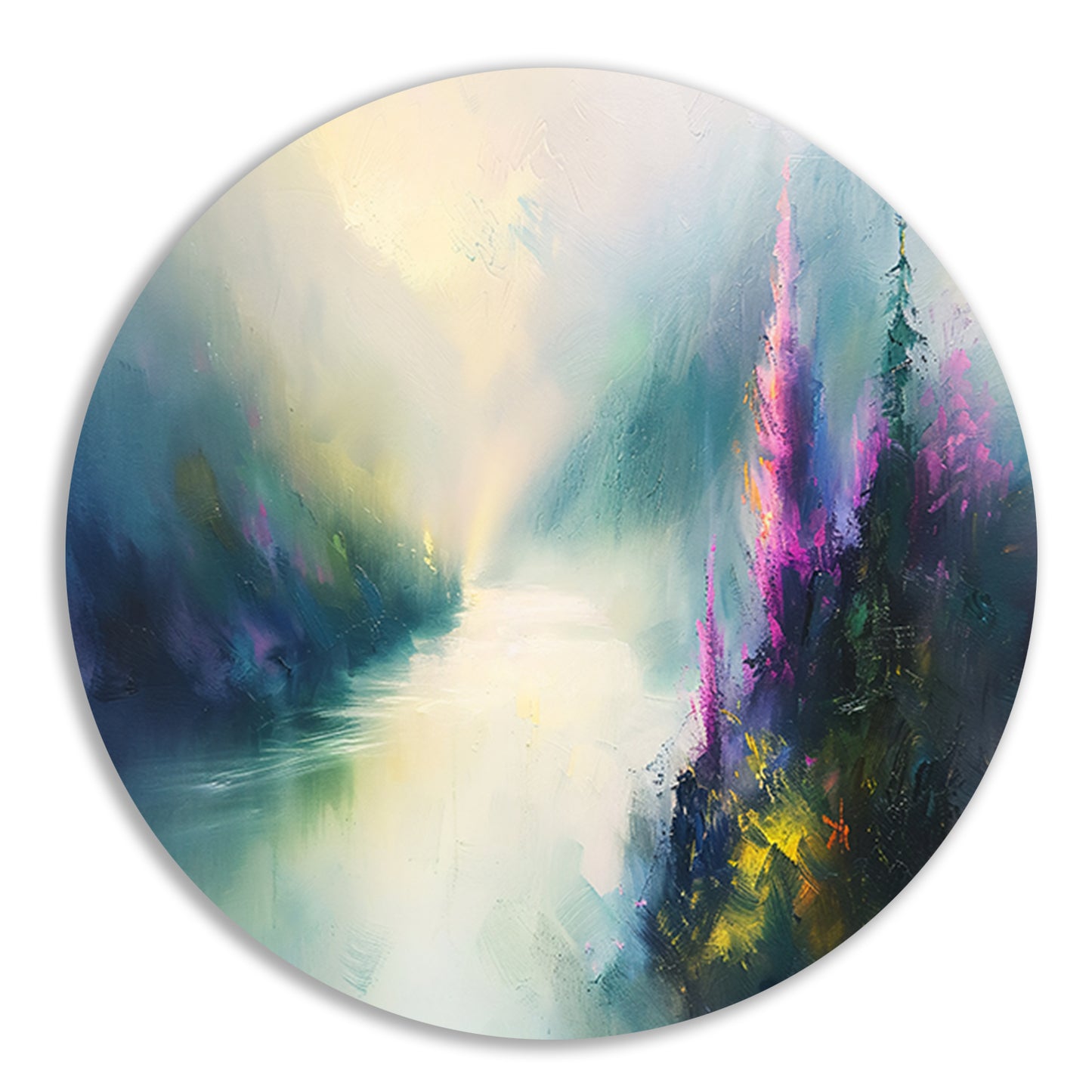 Abstract landschap met kleurrijke bloemen forex muurcirkel