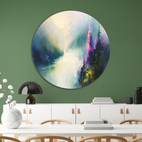 Abstract landschap met kleurrijke bloemen forex muurcirkel