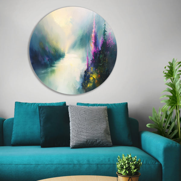 Abstract landschap met kleurrijke bloemen forex muurcirkel