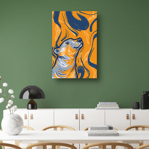 Abstract IJsbeer in Vlammenzee canvas met baklijst