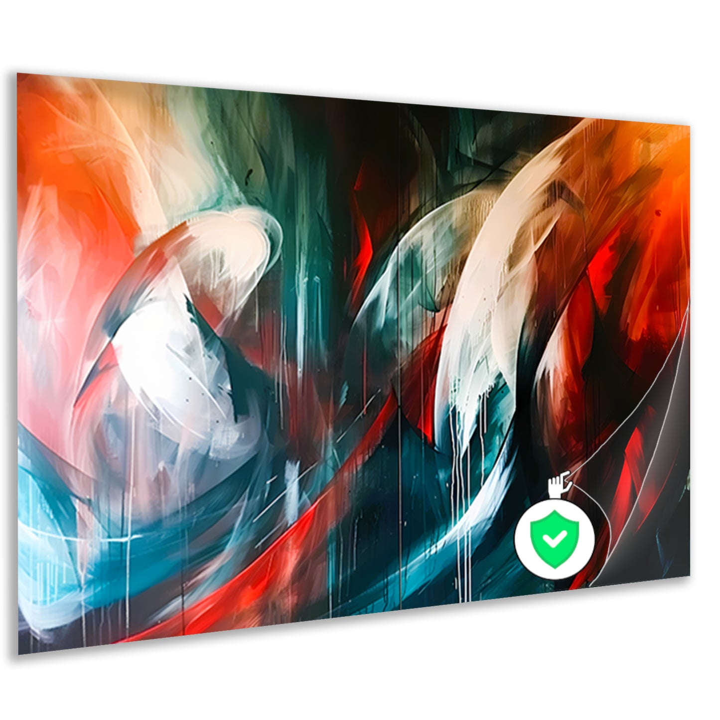 Dynamisch abstract schilderij met levendige kleurenposter