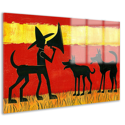 Man met honden in silhouetkunst   acrylglas