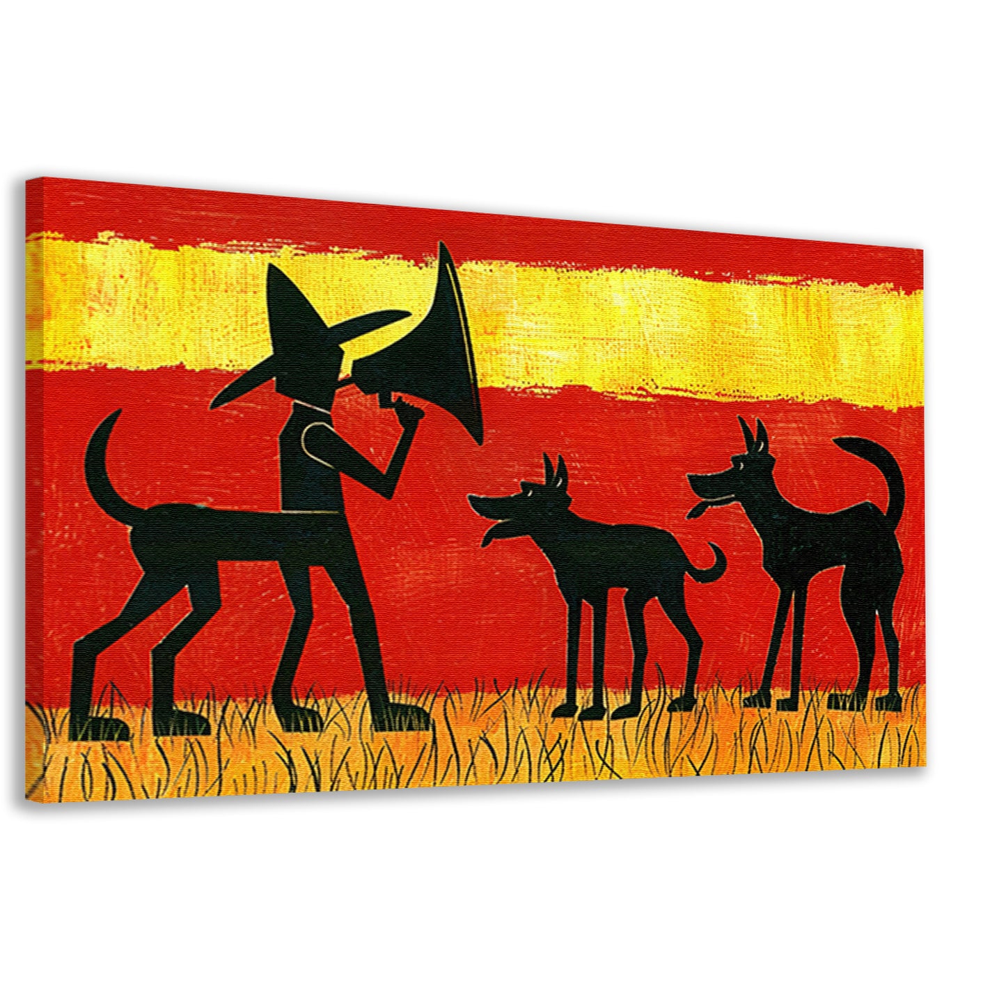 Man met honden in silhouetkunst canvas