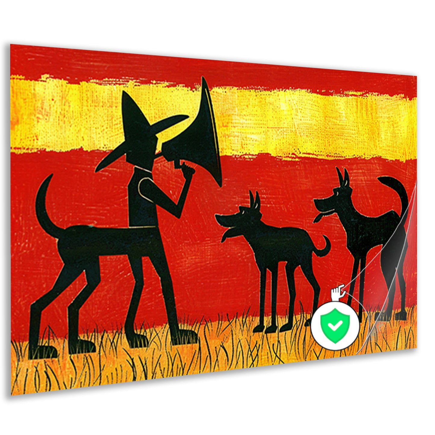 Man met honden in silhouetkunst poster