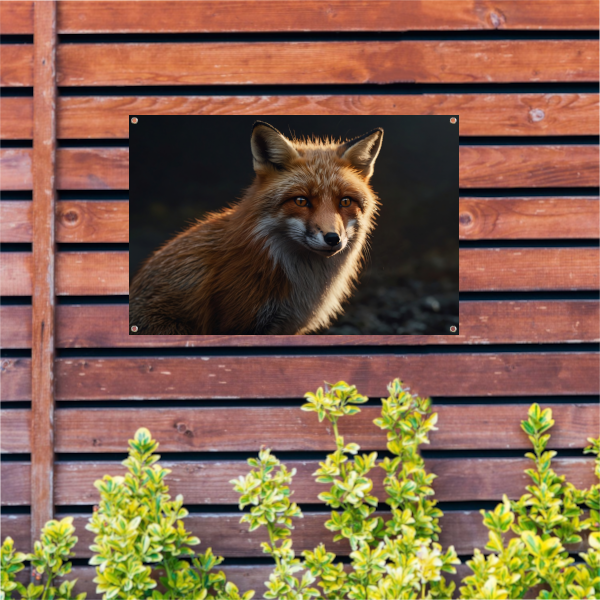 Een vos bij avondlicht in close-up tuinposter