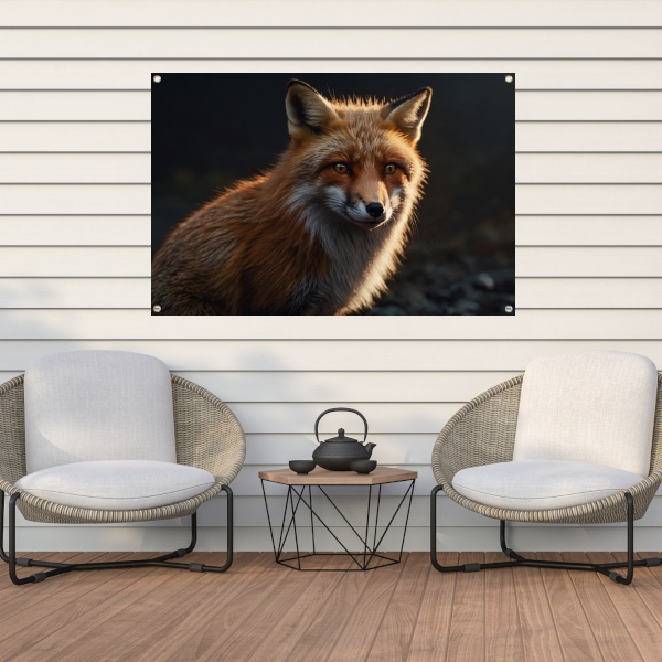 Een vos bij avondlicht in close-up tuinposter