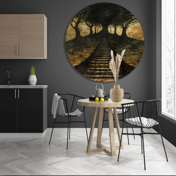 Mystieke trap door betoverd bos forex muurcirkel