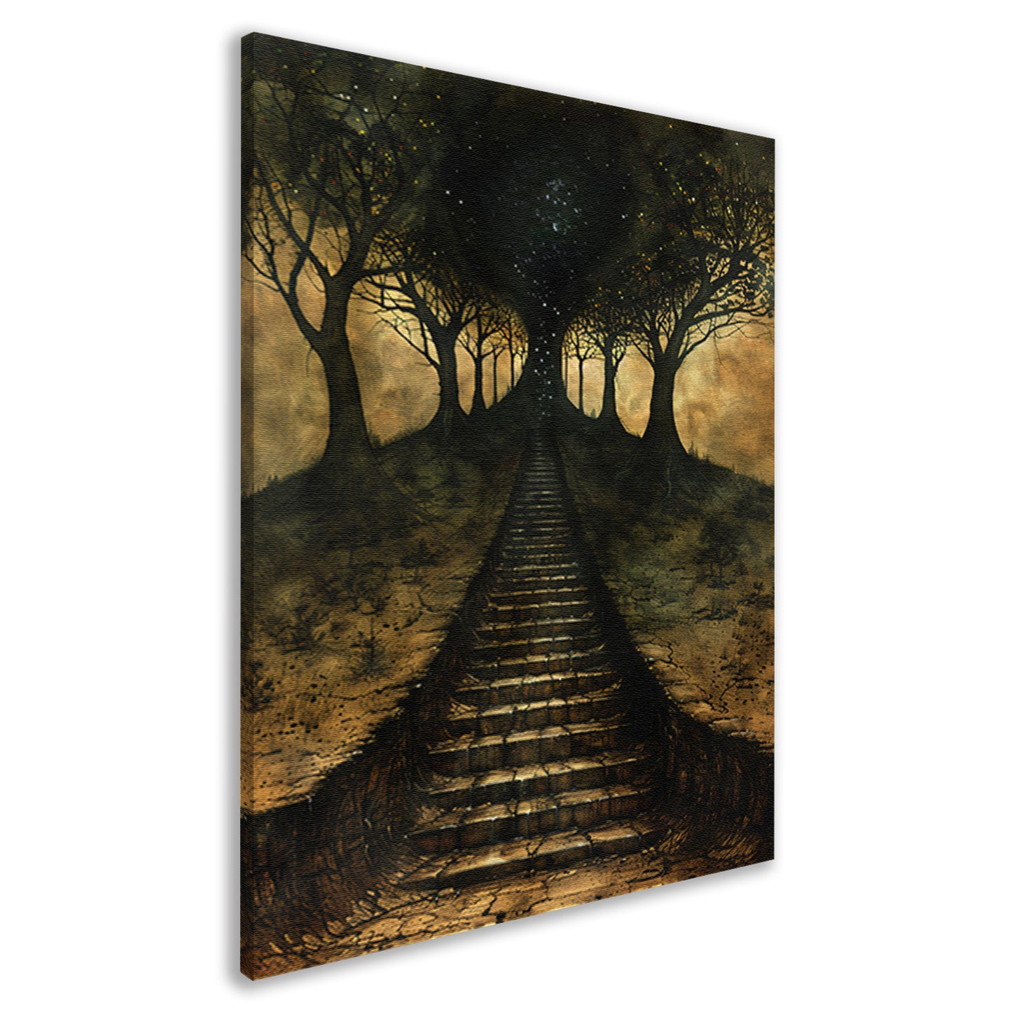 Mystieke trap door betoverd bos canvas