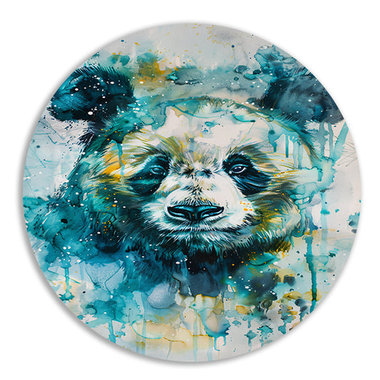 Kleurrijk aquarel schilderij van een panda aluminium muurcirkel