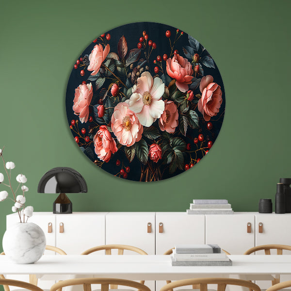 Abstract Bloemen in Roze Tinten forex muurcirkel