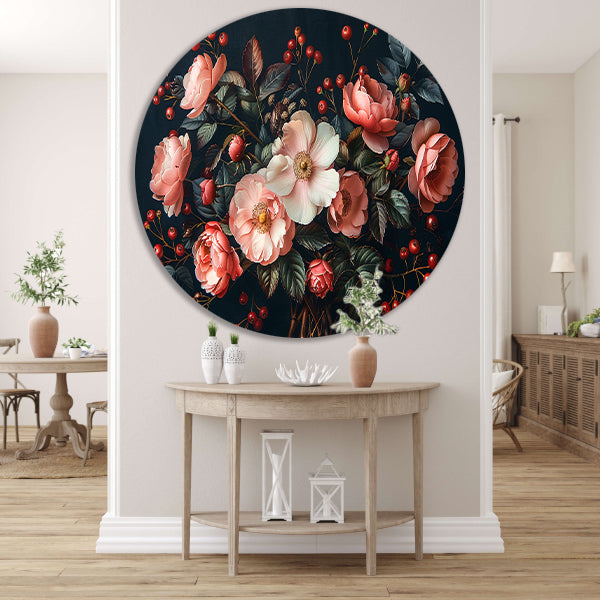 Abstract Bloemen in Roze Tinten forex muurcirkel