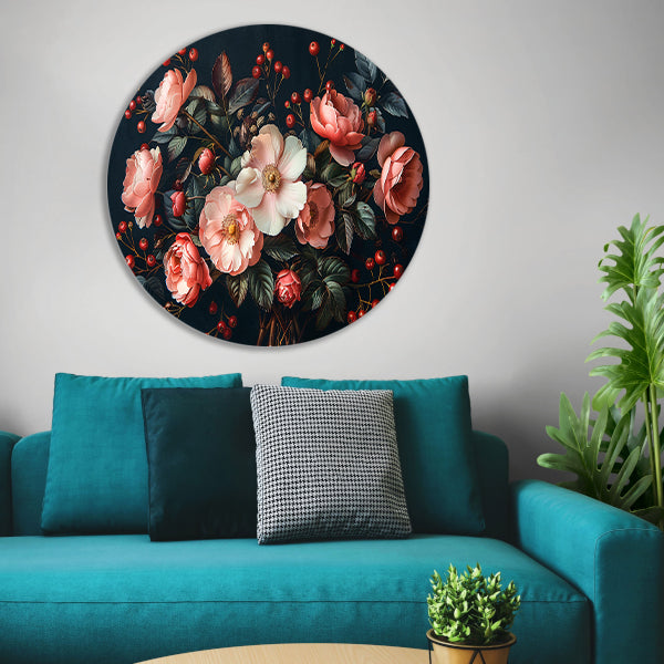 Abstract Bloemen in Roze Tinten forex muurcirkel